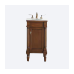 Simply Living 18 in. Single Sink Walnut Bath Vanity with Ivory White Engineered Marble Top