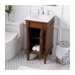 Simply Living 18 in. Single Sink Walnut Bath Vanity with Ivory White Engineered Marble Top - Image 2