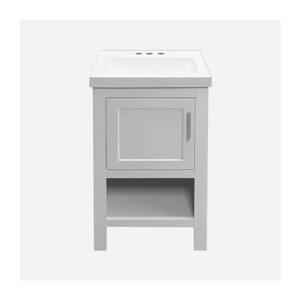 Spa 18.5 in. W x 16.25 in. D x 33.75 in. H Single Sink Bath Vanity in Dove Gray with White Cultured Marble Top