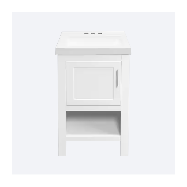 Spa 18.5 in. W x 16.25 in. D x 33.75 in. H Single Sink Bath Vanity in White with White Cultured Marble Top