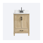 Hardin 24" Single Vanity with Carrara White Quartz Top, Sink & Backsplash, Pre Assembled