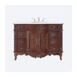 Winslow 48 in. W x 22 in. D x 35 in. H Single Sink Freestanding Bath Vanity in Antique Cherry with White Marble Top