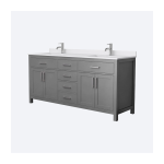 Wyndham Collection Beckett 60" Free Standing Double Basin Vanity Set with Wood Cabinet and Cultured Marble Vanity Top