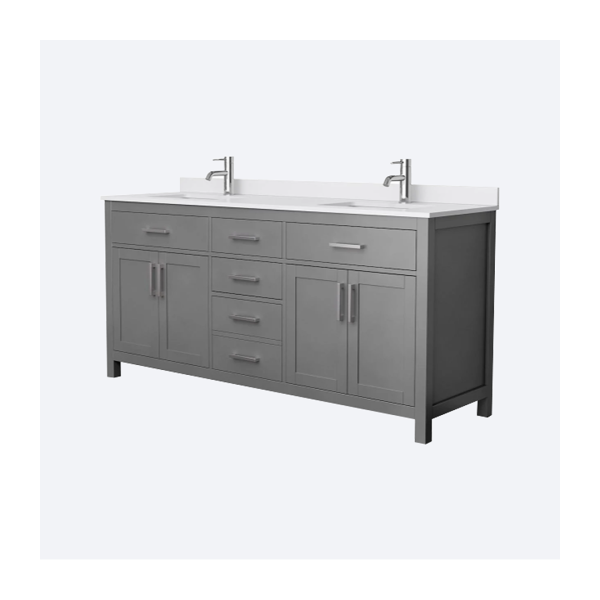 Wyndham Collection Beckett 60" Free Standing Double Basin Vanity Set with Wood Cabinet and Cultured Marble Vanity Top