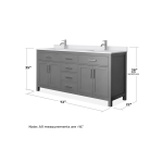 Wyndham Collection Beckett 60" Free Standing Double Basin Vanity Set with Wood Cabinet and Cultured Marble Vanity Top - Image 3