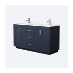 Wyndham Collection Miranda 60-in Dark Blue with Brushed Nickel Trim Undermount Double Sink Bathroom Vanity with Carrara Cultured Marble Cultured Marble Top