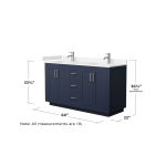 Wyndham Collection Miranda 60-in Dark Blue with Brushed Nickel Trim Undermount Double Sink Bathroom Vanity with Carrara Cultured Marble Cultured Marble Top - Image 2